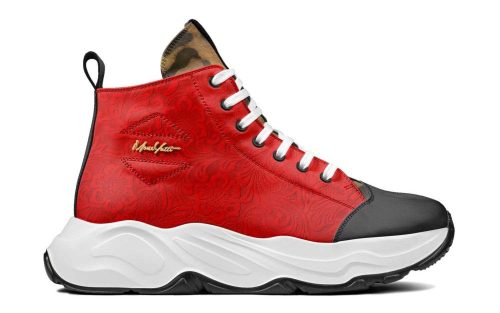 Maui Exclusive 018 red and black high-top sneakers with white sole, perfect for stylish sneakers Maui fans.