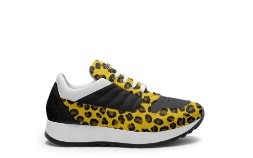 Rome Runner Kids' LW07 sneaker with yellow and black leopard print, great accessory for jr snowboards.