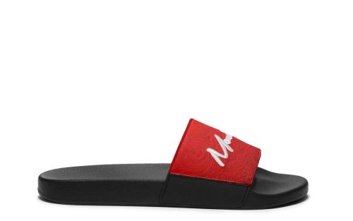 Insert Panel 041 product image showing a red and black slide sandal with white script on the strap.